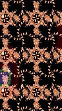 Düz Çiçek Elementleri Tasarımı. Raster illüstrasyonu. Renkli Bahar Teması eskiz kalıbı. Chichi 'nin kumaş kalıbını çiz. Çiçek deseni.