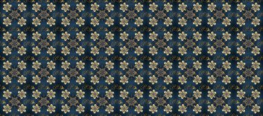 Mavi, gri ve yeşil renklerde altın tekrarlayan elementlerle soyut arkaplan. Kusursuz oryantal klasik altın desen.