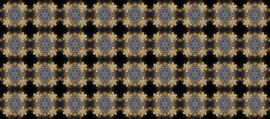 Şam, tasarım için kusursuz desen. Gri, kahverengi ve siyah renklerde, altın elementli, pürüzsüz desen.