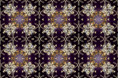 Altın elementli siyah, kahverengi ve gri renklerde klasik, pürüzsüz desen. Raster illüstrasyonu.