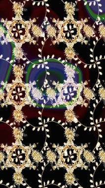 Renkli Yaz Temalı eskiz kalıbı. Güzel kumaş deseni. Raster Illustrasyon 'daki Çiçek Deseni' nin son moda çizimi. Düz Çiçek Elementleri Tasarımı.