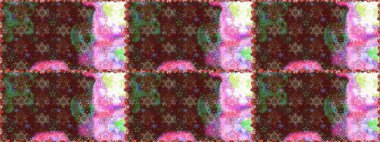 Kabile sanatı boho baskısı, klasik çiçek arkaplanı. Soyut etnik raster kusursuz desen. Arkaplan dokusu, duvar kağıdı, kahverengi renkli çiçek teması.