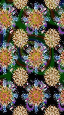 Siyah ve kahverengi renkte çiçekler. Çiçekli karalama şeklinde Raster çiçek deseni. Nazik, narin çiçek arkaplanı.