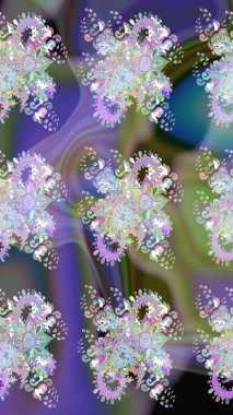 Hediye ambalaj kağıdı, tebrik kartları, posterler ve pankart tasarımı. Tarafsız ve mor renkli çiçekler. Raster düz çiçekleri pürüzsüz desen.