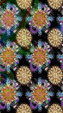 Yumuşak, bahar çiçekleri siyah renklerde. Raster çiçekleri klasik tarzda çizilmiş. Raster illüstrasyonu. Çiçekli, pürüzsüz desen.