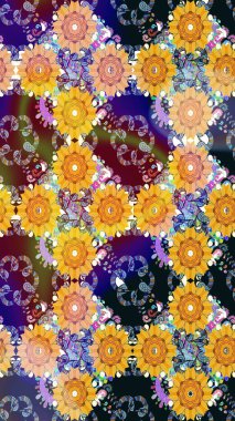 Sarı renkli çiçekler. Kusursuz. Raster illüstrasyonu. Şirin çiçek elementleri..