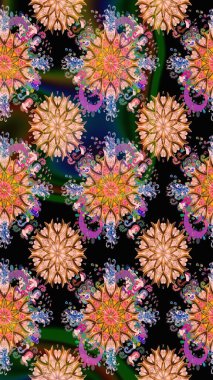 Raster illüstrasyonunda kusursuz çiçek deseni. Siyah renkte çiçekler.