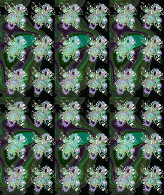 Raster illüstrasyonu. Küçük çiçekteki sevimli çiçek deseni. Yumuşak, yeşil renkli yaz çiçekleri. Raster deseni.