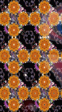 Çizgisiz desen. Şirin çiçekler. Raster Moda kumaş deseni.