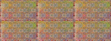 Düz Çiçek Elementleri Tasarımı. Renkli Bahar Temalı Kusursuz Arkaplan. Raster Modaya uygun kumaş deseni. Kahverengi renkli şirin çiçek deseni.