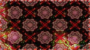 Renkli Bahar Temalı Kusursuz Arkaplan. Güzel kumaş deseni. Raster illüstrasyonunda kusursuz çiçek deseni. Düz Çiçek Elementleri Tasarımı.