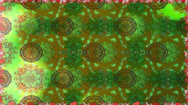 Tropik çiçekler. Tişörtsüz arka plan deseni. Yeşil renkte çiçekler.