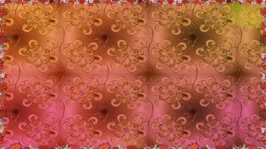 Renkli Bahar Temalı Kusursuz Arkaplan. Düz Çiçek Elementleri Tasarımı. Kahverengi renkli çiçekler. Çiçekle kusursuz desen.