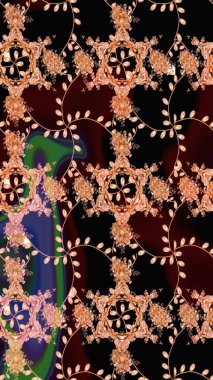 Siyah ve kahverengi renkte çiçekler. Çiçekli karalama şeklinde Raster çiçek deseni. Nazik, sevimli çiçek arkaplanı..