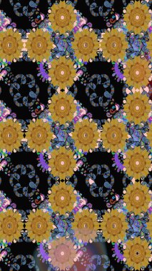 Çiçekleri, deniz kabukları, mandalaları ve suluboya efektleriyle donanma geçmişi. Yatak çarşafları, ceket, paket tasarımı, kumaş ve moda kavramları için tekstil baskısı. Kusursuz etnik tasarım.