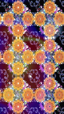 Turuncu renkte yaz çiçekleri. Çiçekli karalama şeklinde Raster çiçek deseni. Raster illüstrasyonu.