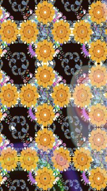 Güzel kumaş deseni. Yazdır. Güzel, pürüzsüz bir desen. Raster çiçekli arka plan. Düz Çiçek Elementleri Tasarımı. Renkli Yaz Temalı Kusursuz Arkaplan.