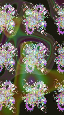 Şirin çiçekli kusursuz desen ve yeşil renkli yapraklar, suluboya çiçek deseni, duvar kağıdı, kart ya da kumaş için fayanslı. Raster illüstrasyonu.