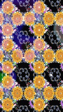 Siyah ve sarı renkli çiçekler. Küçük çiçekte sevimli çiçek deseni var..