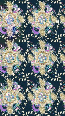 Küçük renkli çiçekler. Moda baskıları için zarif bir şablon. Küçük çiçekte güzel bir desen. Motley illüstrasyonu. Mavi çiçekli bahar çiçekleri.