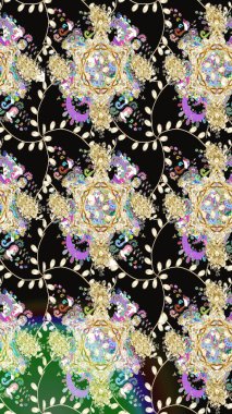 Kusursuz çiçek deseni duvar kâğıdı olarak kullanılabilir. Raster illüstrasyonu. Siyah renkte çiçekler.