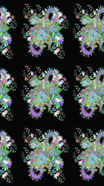 Parmak izi, kumaş, duvar kâğıdı, tekstil için raster dokusu. Renkli grunge, soyut arkaplanı kolosiyah çiçeklerle süslüyor. İşlemeli çiçek desenli..