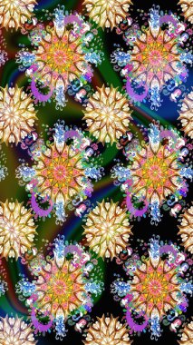 Çiçek deseni. Düz Çiçek Elementleri Tasarımı. Renkli Bahar Temalı Kusursuz Arkaplan. Raster pürüzsüz Güzel kumaş deseni.