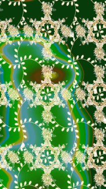 Raster illüstrasyonunda kusursuz çiçek deseni. Suluboya tarzında yeşil renkte çiçekler.