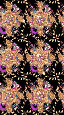 Güzel kumaş deseni. Güzel, pürüzsüz bir desen. Düz Çiçek Elementleri Tasarımı. Renkli Yaz Temalı Kusursuz Arkaplan. Yazdır. Raster çiçekli arka plan.