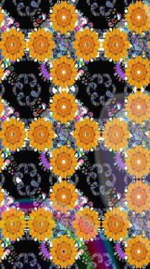 Sabıka fotoğraflarında, bebek kıyafetlerinde, duvar kâğıtlarında, paket kutularında falan kullanılabilir. Zarif, parlak ve pürüzsüz siyah ve sarı çiçek desenli tasarım..