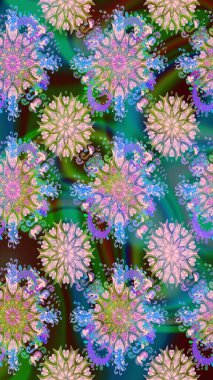 Tarafsız renklere karalamalar çizen kusursuz çiçek deseni. Raster illüstrasyonu.