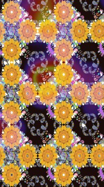 Sarı renkli çiçekler. Elle boyanmış suluboya, kusursuz çiçekler ve bitkiler..