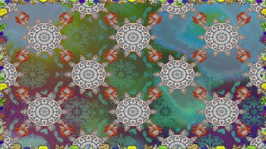 Çiçeksiz desenli nakış işlemeli gelincikler ve vadideki zambaklar. Tekstil tasarımı için yeşil renkli geleneksel halk çiçekleri buketi.