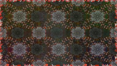 Çiçekli karalama şeklinde Raster çiçek deseni. Gri renkli çiçekler. Yumuşak, bahar çiçekli arka plan.