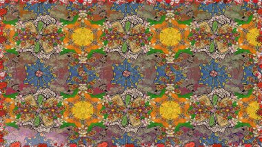 Raster illüstrasyonunda kusursuz çiçek deseni. Güzel kumaş deseni. Kahverengi ve nötr renklerde. Raster illüstrasyonu.