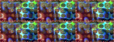 Kahverengi renklerde bahar çiçekleri. Raster illüstrasyonu. Patlayan çiçekler soyut olarak yerleştirilmiş. Raster deseni.