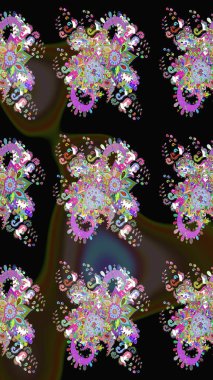 Düz Çiçek Elementleri Tasarımı. Çiçek deseni. Raster illüstrasyonu. Kusursuz Chichi kumaş deseni. Renkli Bahar Teması Kusursuz Arkaplan.