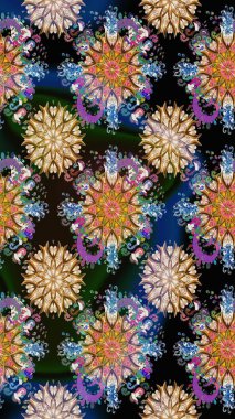 Motley illüstrasyonu. Moda baskıları için zarif bir şablon. Küçük renkli çiçekler. Çiçekli bahar çiçekleri. Küçük çiçekte şirin desenler.