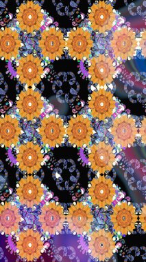 Çiçekler, yapraklar, dekoratif elementler, sıçramalar, lekeler, el çizimleri çizimleri ve Doodle çizimleri, grafik raster çizimleri.