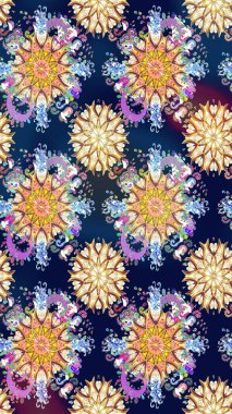 Raster. Mavi ve bej renkli güzel çiçeklerle kusursuz desen, suluboya çiçek deseni, duvar kağıdı, kart veya kumaş için fayanslı.