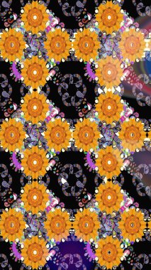 Çiçek deseni. Şatafatlı bahar bahçesi dokusu. Siyah renkli çiçekler. Raster illüstrasyonu. Çiçekler siyah renklerde pürüzsüz.