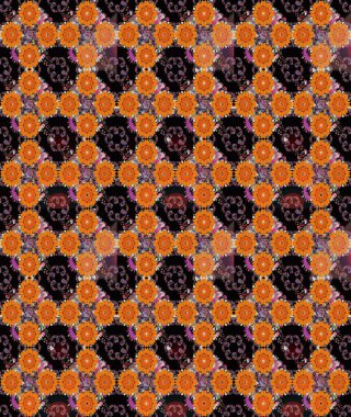 Çiçekli el, pürüzsüz desen çizmiş. Modern gelişim turuncu ve siyah raster arka plan duvar kâğıdı resimleme klasik çizgili iz sürme desenli çiçekler, çiçekli süsler.