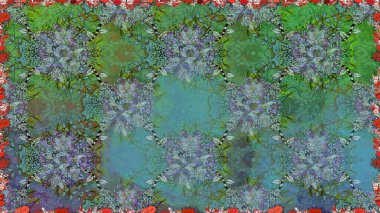 Yeşil renklerde. Raster illüstrasyonu. Çiçekli güzel suluboya desen.