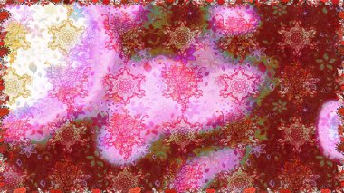 Kusursuz desenli, parlak çiçekli halı kırmızı renklerde..