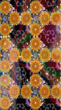 Tekrar eden çiçek arkaplanı, zarif kahverengi çiçek duvar kağıdı. Kahverengi renklerde çiçek desenleri, el yapımı papatyalar, papatyalar..