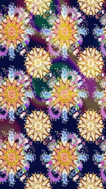 Kusursuz süs izi. Sınır Kızılderili çiçekli paisley patten. Raster Henna tarzı. Tebrik kartı geçmişi, boyama kitabı, arkaplan ve tekstil için kullanılabilir. Etnik Mandala havlusu.