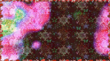 Küçük çiçekteki sevimli çiçek deseni. Raster illüstrasyonu. Raster deseni. Nazikçe, yaz çiçekleri kahverengi renklerde.