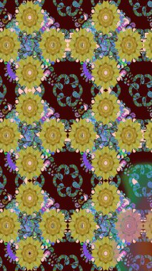 Kahverengi renkli çiçekler. Raster illüstrasyonu. Kusursuz çiçek deseni duvar kağıdı için kullanılabilir.