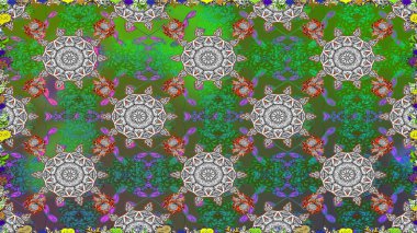 Raster illüstrasyonu. El çizimi. Çiçekler, dallar, bitkiler ve çiçekler. Güzel kumaş deseni.