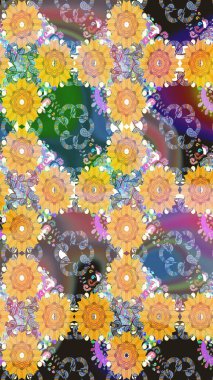 Renkli Bahar Temalı Kusursuz Arkaplan. Güzel çiçek deseni. Sarı renkli çiçekler. Düz Çiçek Elementleri Tasarımı.